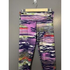 KOS USA Leggings Womens Medium Multicolor Abstract Stripe Ankle Skinny Yoga